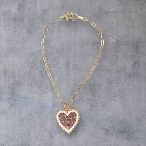 Upcycled CC Gold Heart Pendant Bracelet